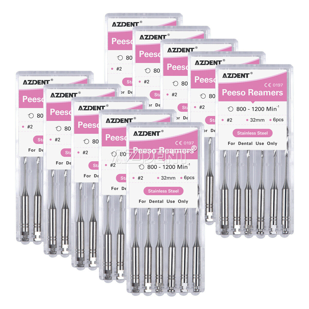 10 X Dental Peeso Reamer Root Canal Drill Bur 32mm #2 Stainless Steel for Endo