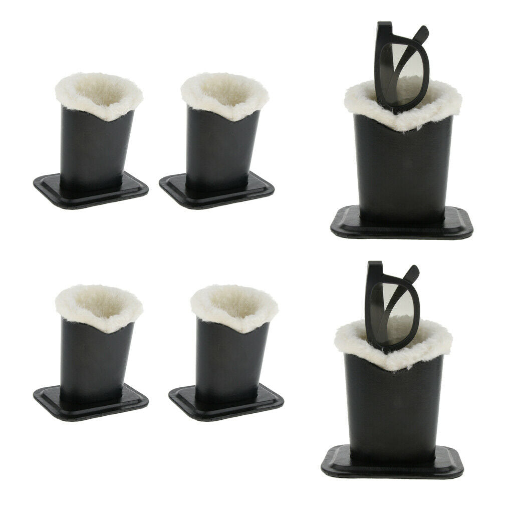 4x Anti-Scratch PU Eyeglass Stand Case Plush Lined Glasses Holder Stand-up
