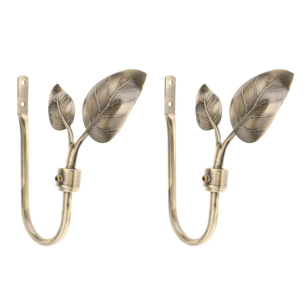 2piece U Shape Metal Leaf Curtain Hook Window Drapery Tieback Hanger  Bronze