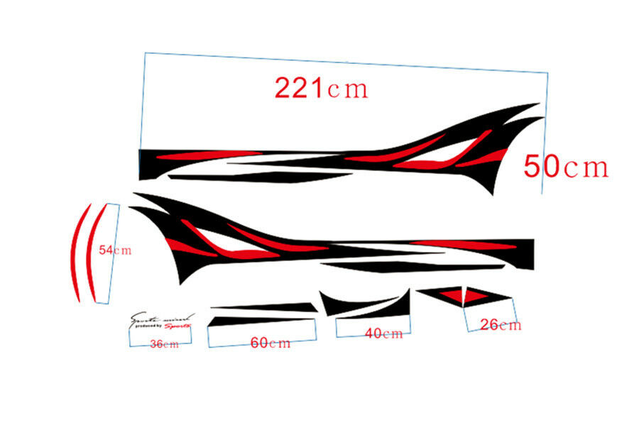 2Pc Universal Sports Racing Stripe Stickers Car SUV Body Side Door Vinyl Decals