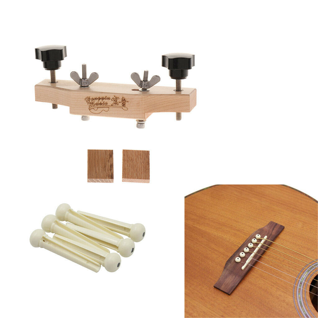 6 Pieces Bridge Pins with Guitar Bridge Clamp Set for Acoustic Guitar Parts