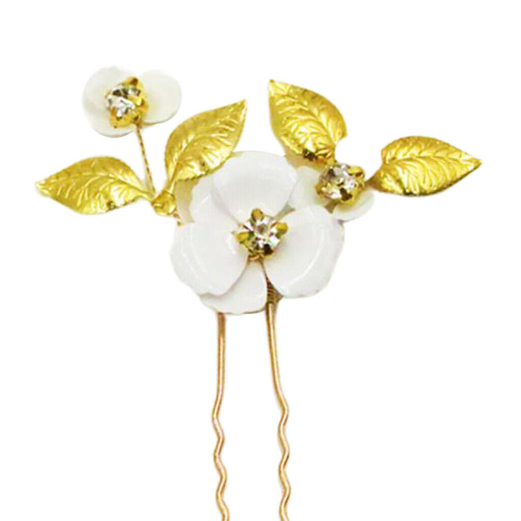Foral Bridal Hair Clip With Imitation Pearls U Shape Jewelry For Wedding Party