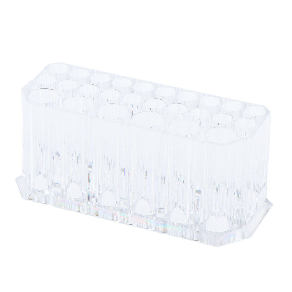 2pcs Makeup Brushes Display Holder Storage Container Multi Grid Acrylic Case