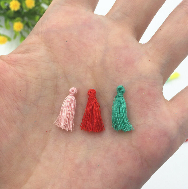 100X Mini Mixed color cotton tassel Handmade weave DIY jewelry accessories 15mm