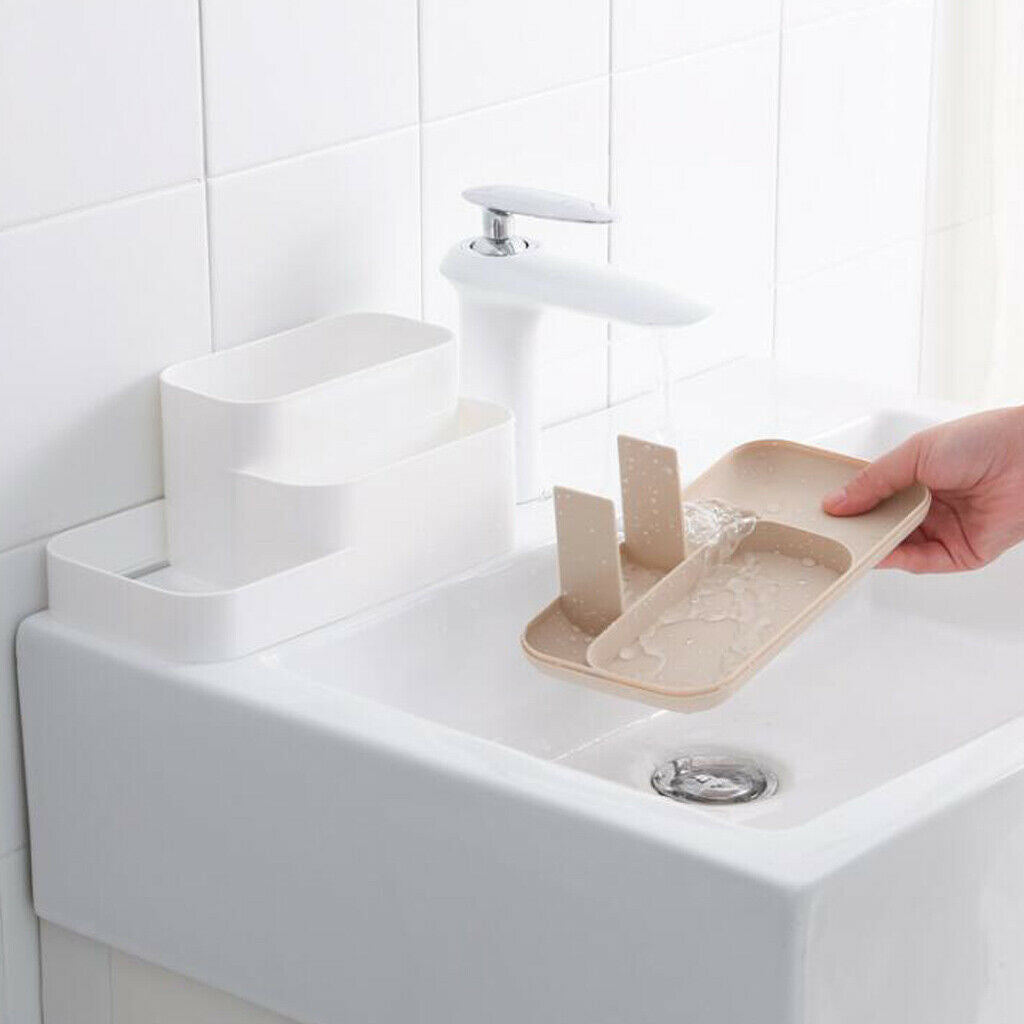 Makeup Storage Box Organizer Makeup Display Brush Holder Bathroom Khaki