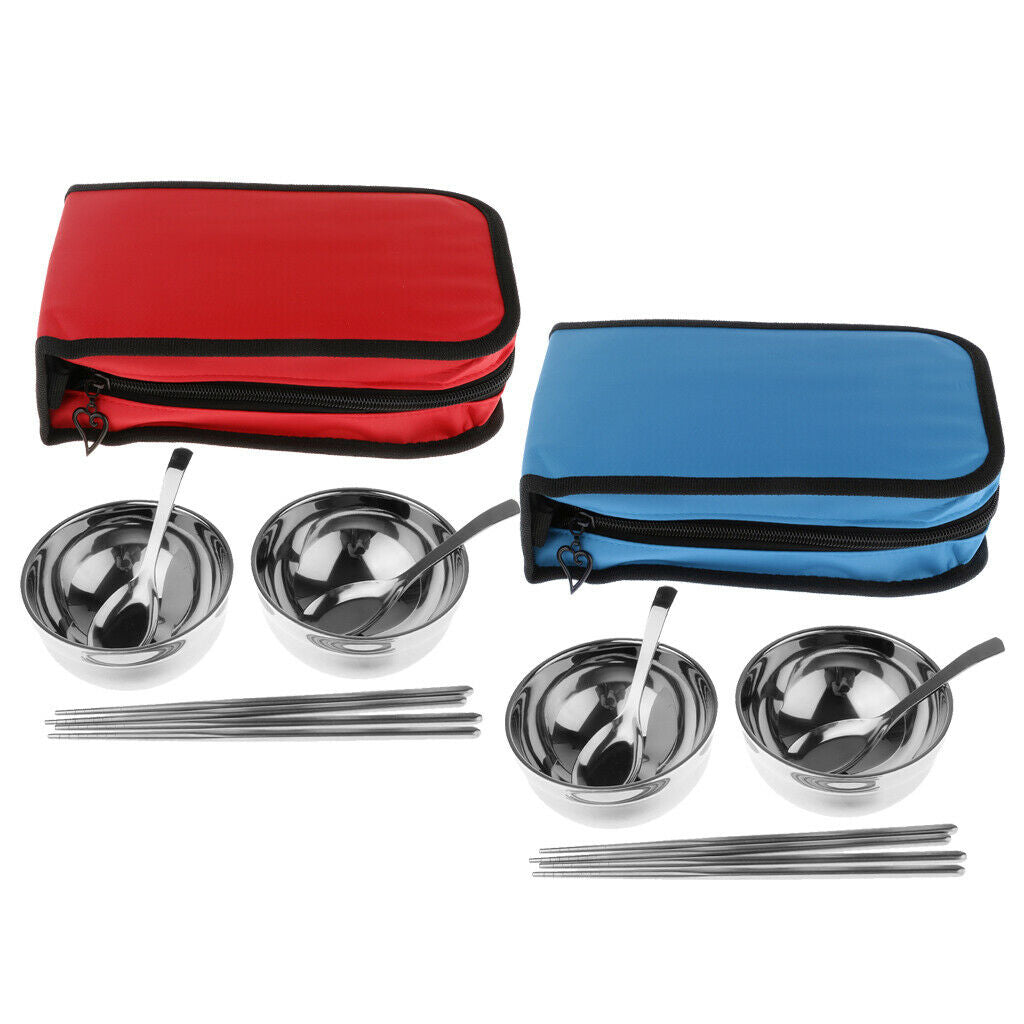 Camping   Cutlery   Set   Red  ( flat - bottomed   spoon )  two - piece   set