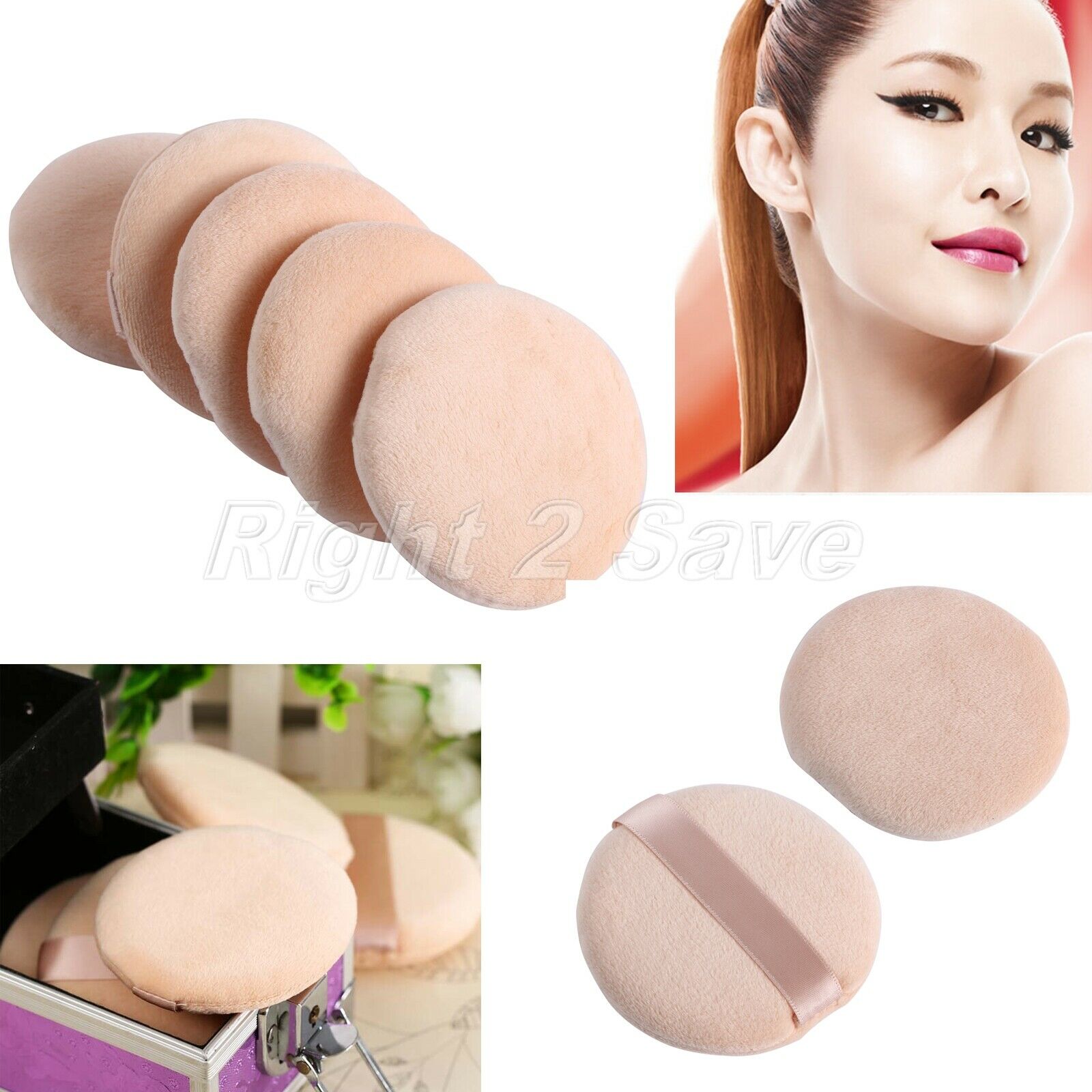 5Pcs Cosmetic Large Powder Face Facial Foundation Sponge Makeup Puff Beauty Tool