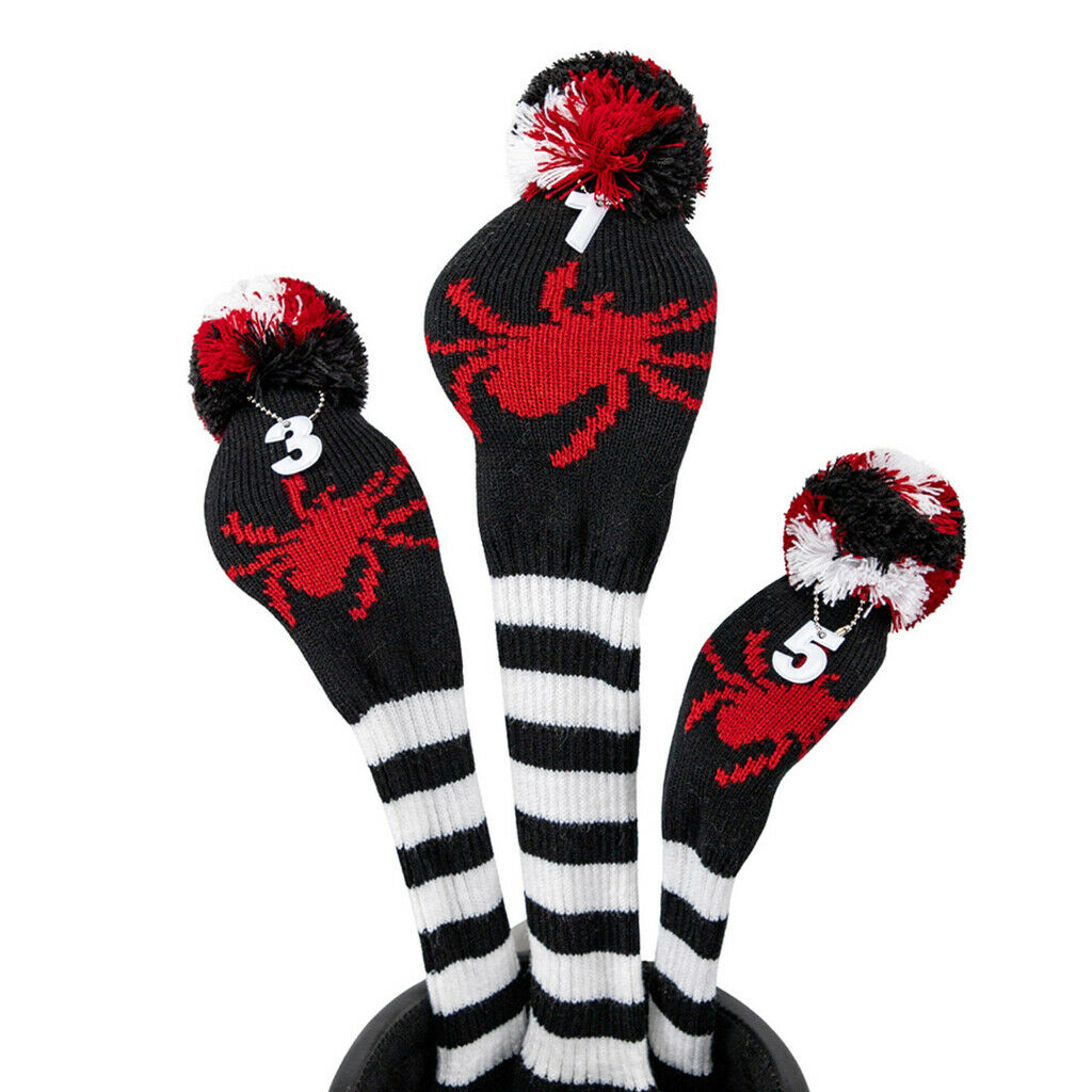 3x Wool Knit Golf Driver Fairway Wood Headcover Pom Head Covers Accessories