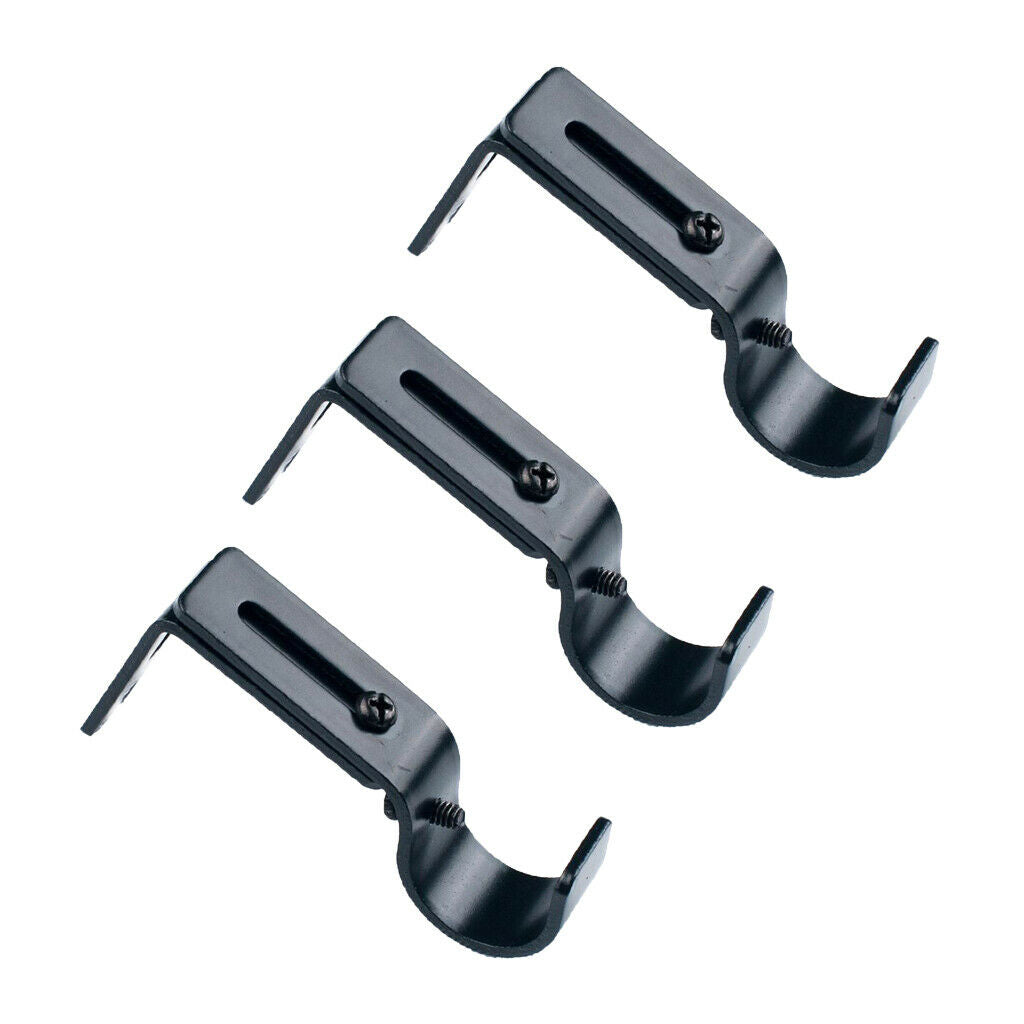 2 Set 6Pcs Adjustable Curtain Rod Bracket Holder for 25mm Rod~Black