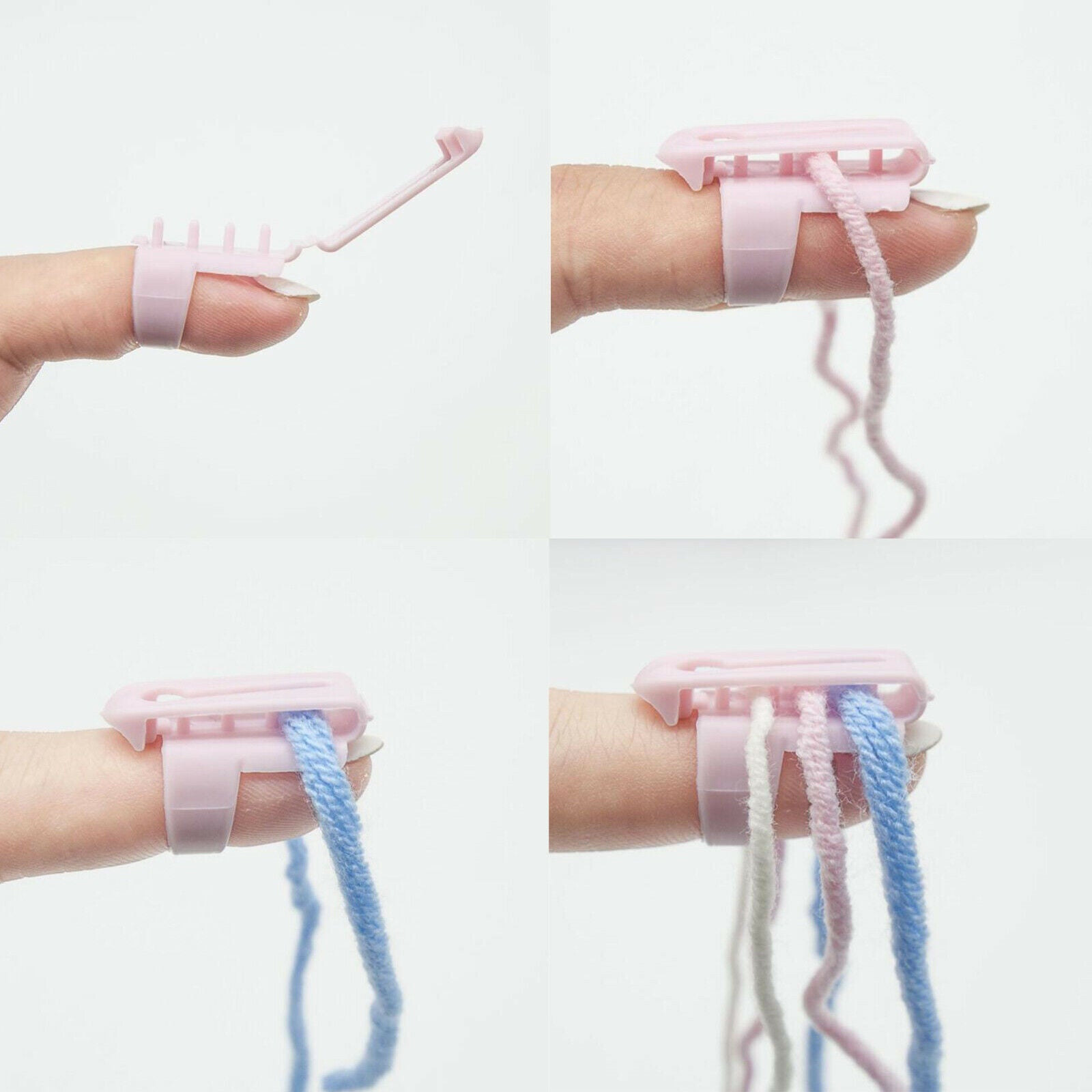 6x Finger Wear Thimble Yarn Guide Needle Thimble Plastic Ring Type Knitting Tool