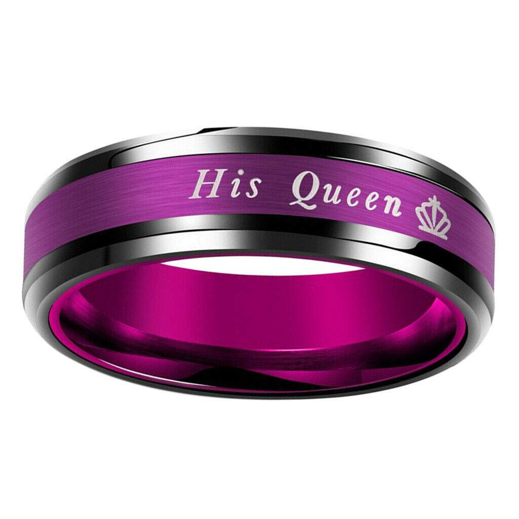 Titanium Steel Couple Ring Lover Ring Wedding Engagement Gift Purple 7 Size