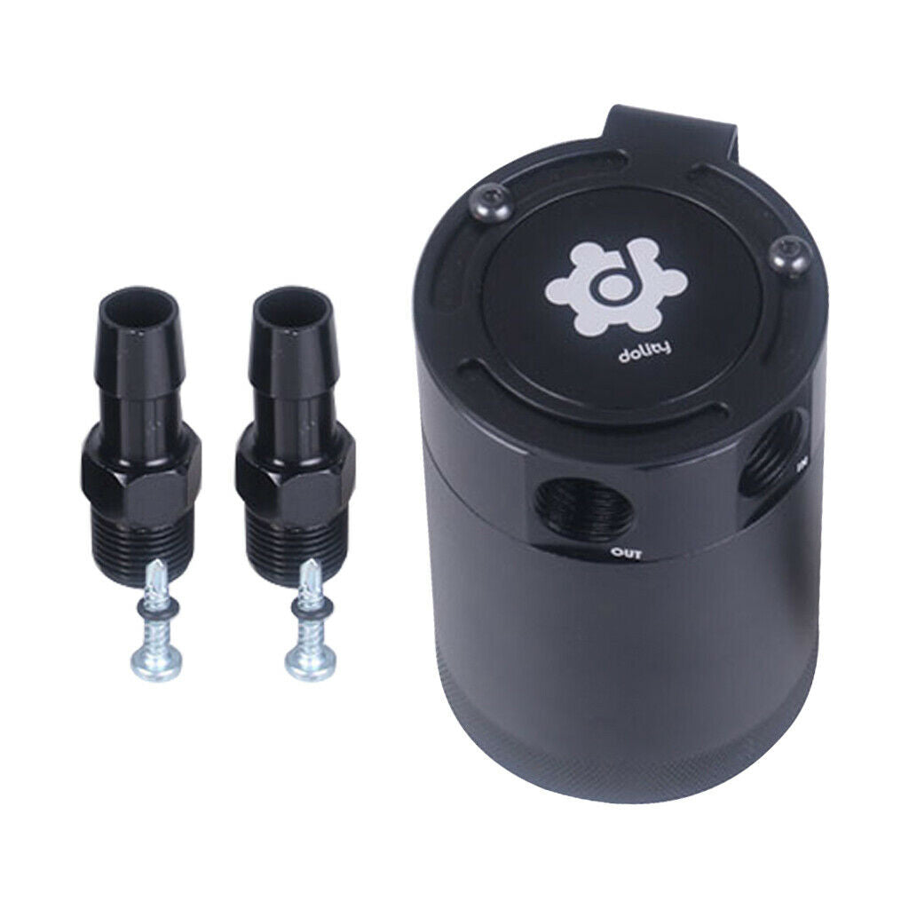 Compact Baffled 2-Port Oil Catch Can Tank Air-Oil Separator Aluminium Black