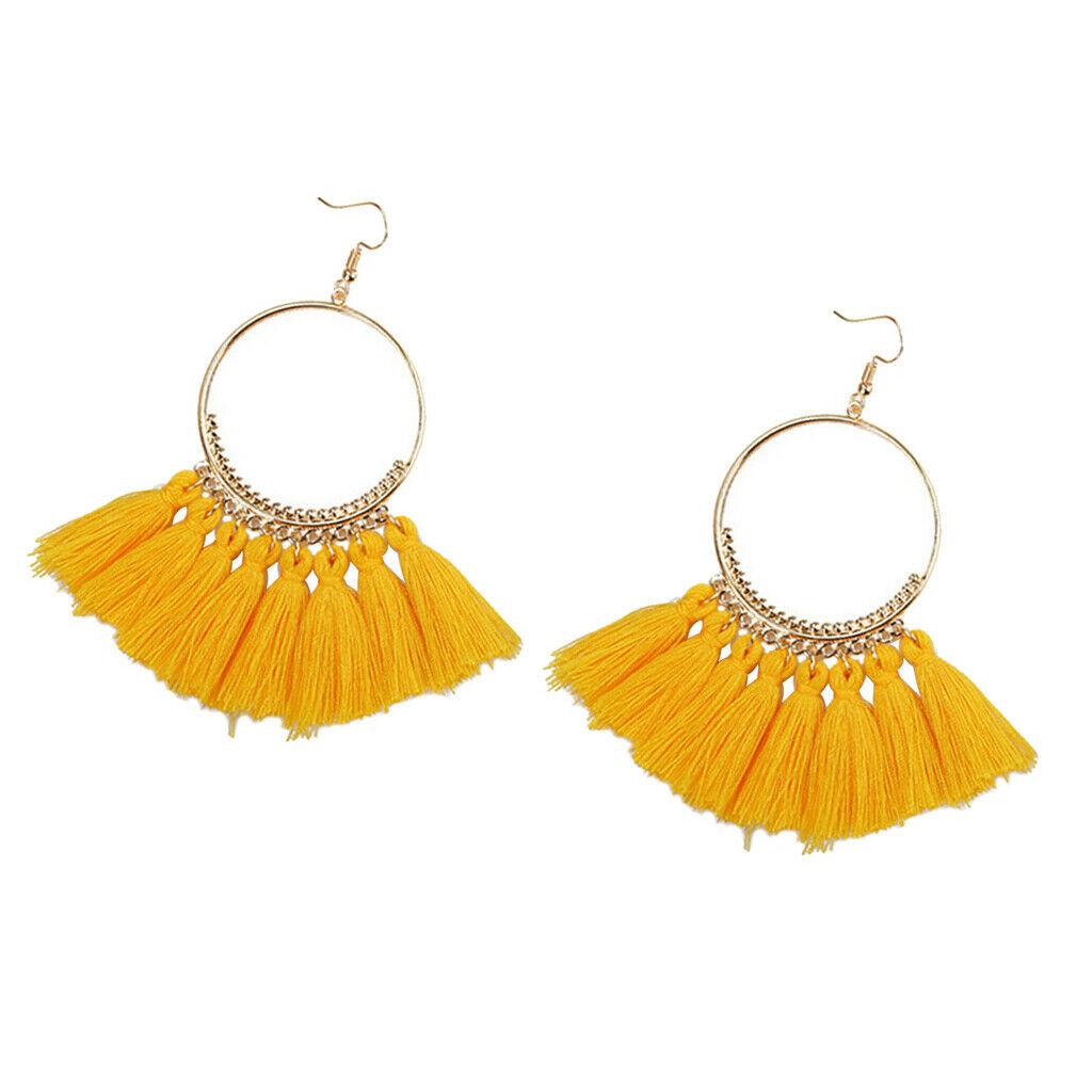 1Pair Drop Earrings Women Dangle Earrings Glaze Glass Droplets Yellow