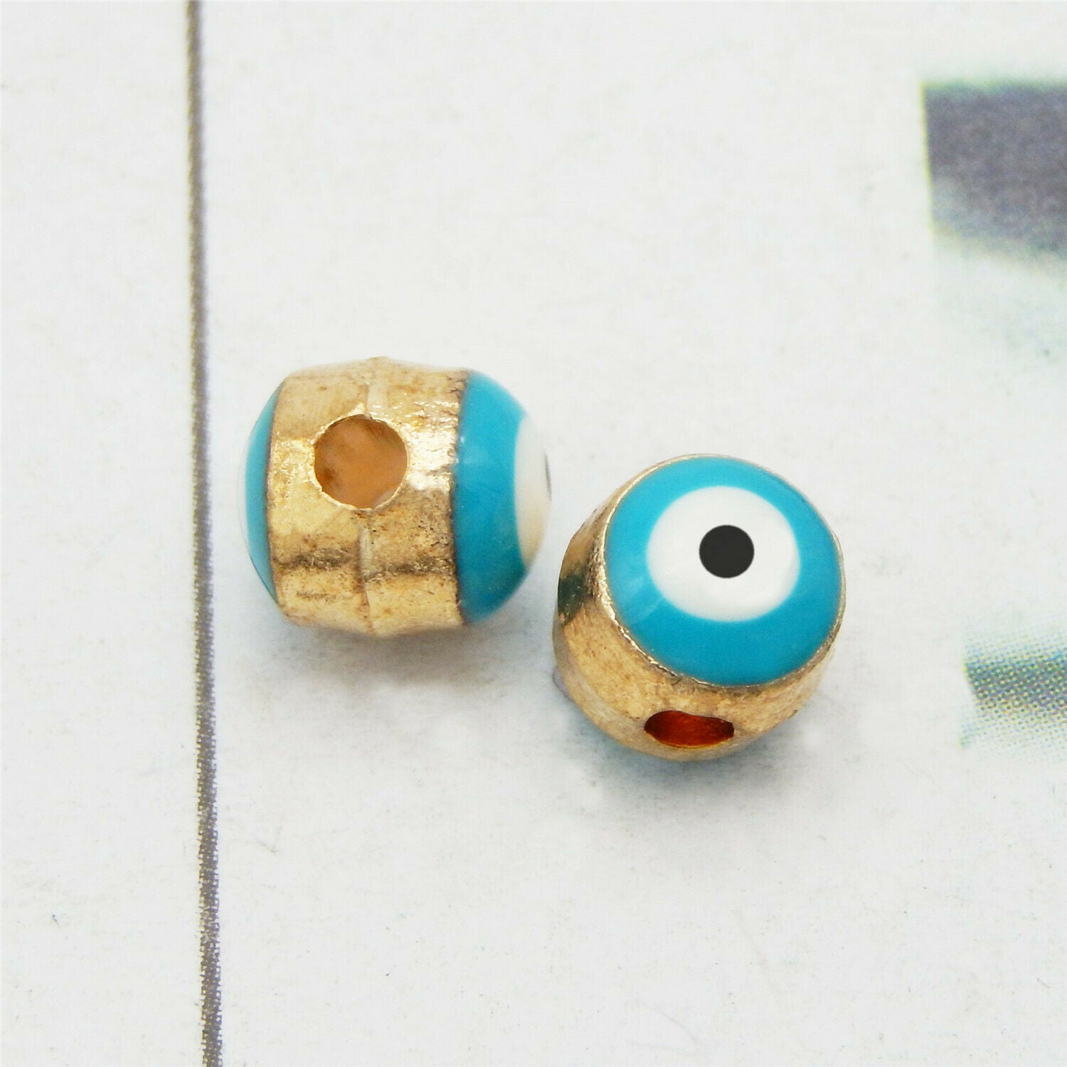 12 PCS Enamel Evil Eye Loose Spacer Heart Bead For Bracelet Necklace Craft 6x6mm
