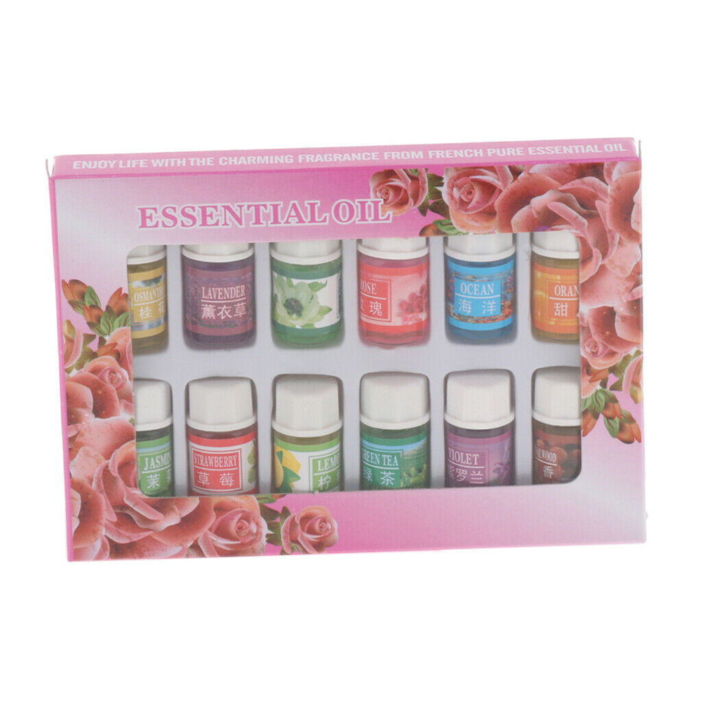 12x 3ML Pure Essential Oil Bottles Rose Lavender Lemon Ocean Jasmine Violet