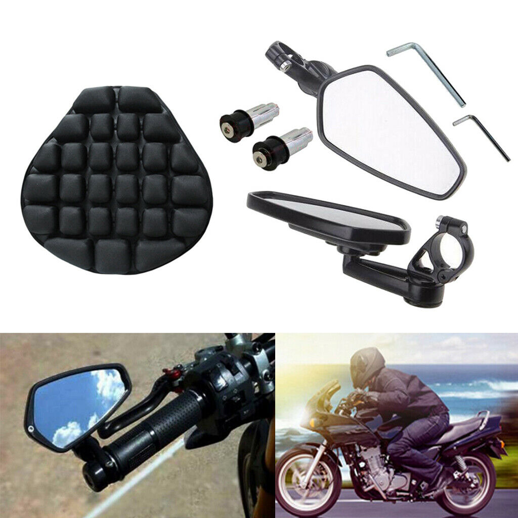 Non-slip Inflatable Motorcycle Seat Cushion Pad and Side Mirrors 7/8in 22mm