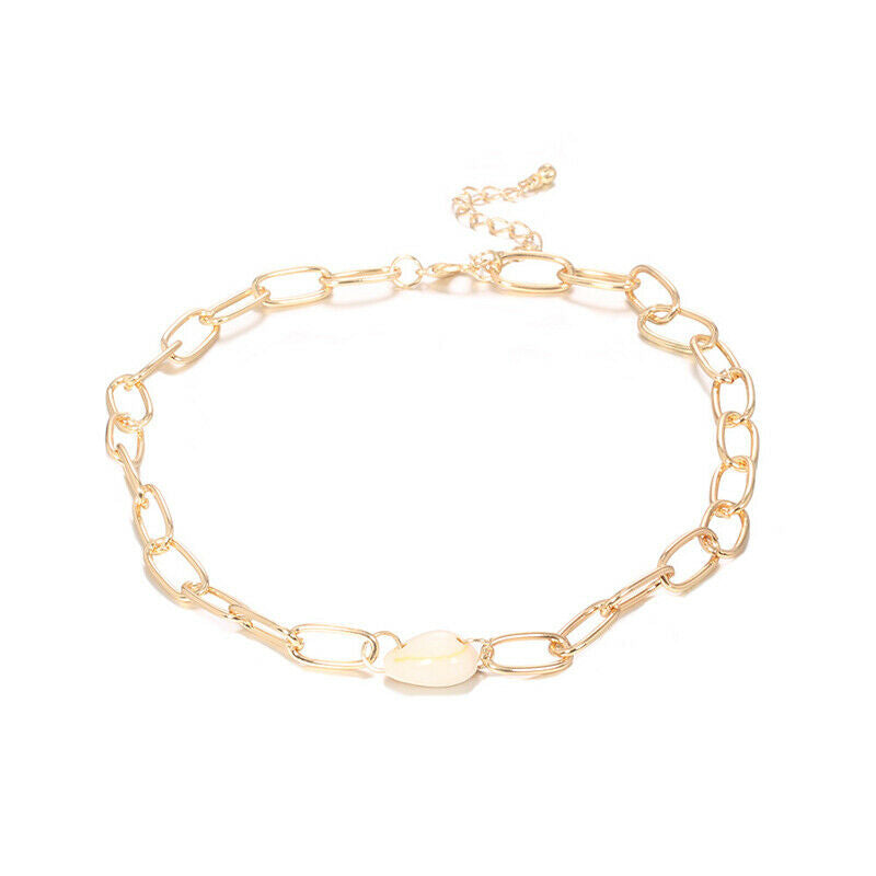 Natural Cowrie Sea Shell Statement Choker Necklace Bohemia Beach Women Je.l8