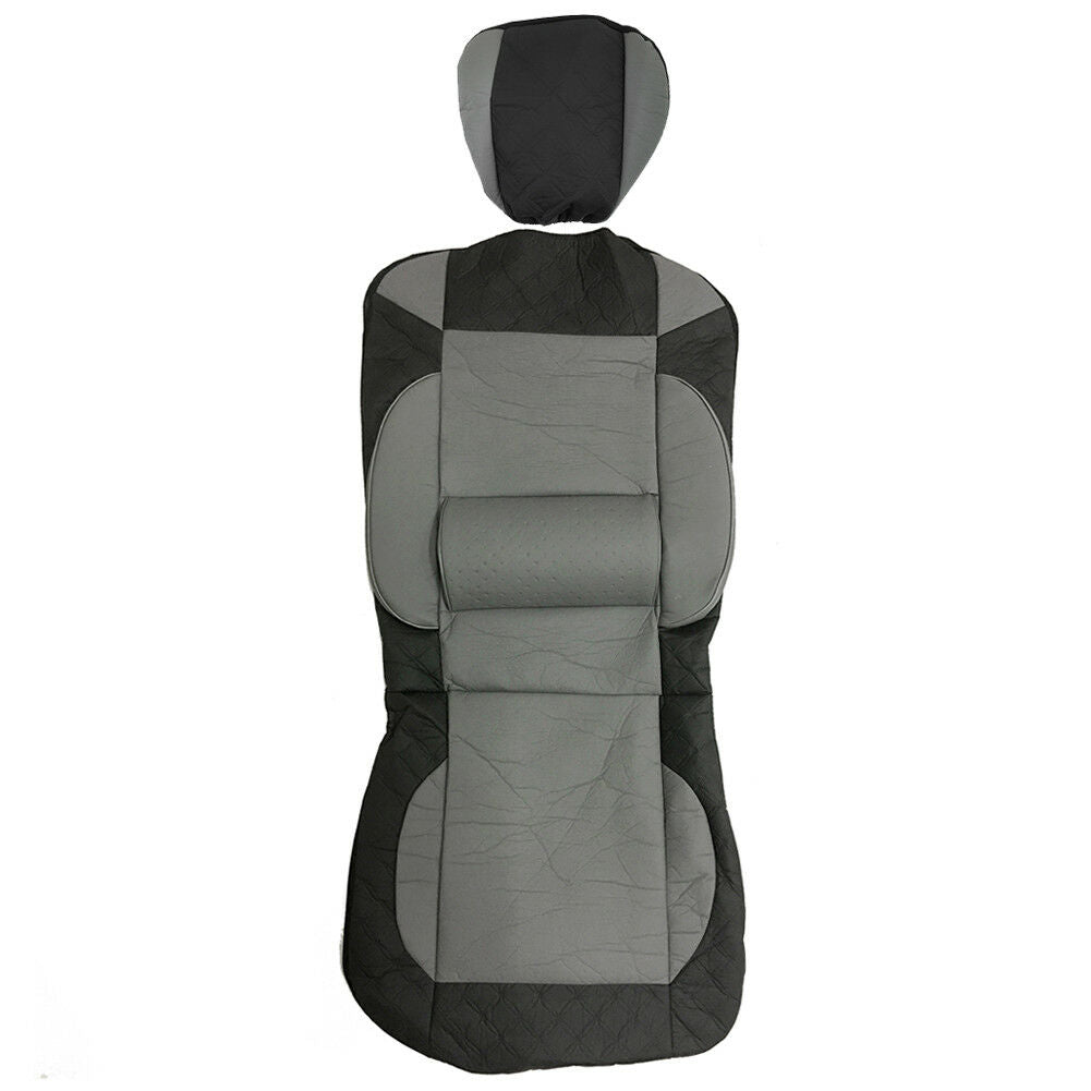 1x Universal PU Leather 3MM Sponge Auto Car Front Seat Cover Cushion Black+Gray
