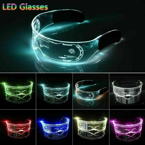 Colorful Clear Lenses 7 Color LED Light Visor Goggles Glasses 4 Halloween Party