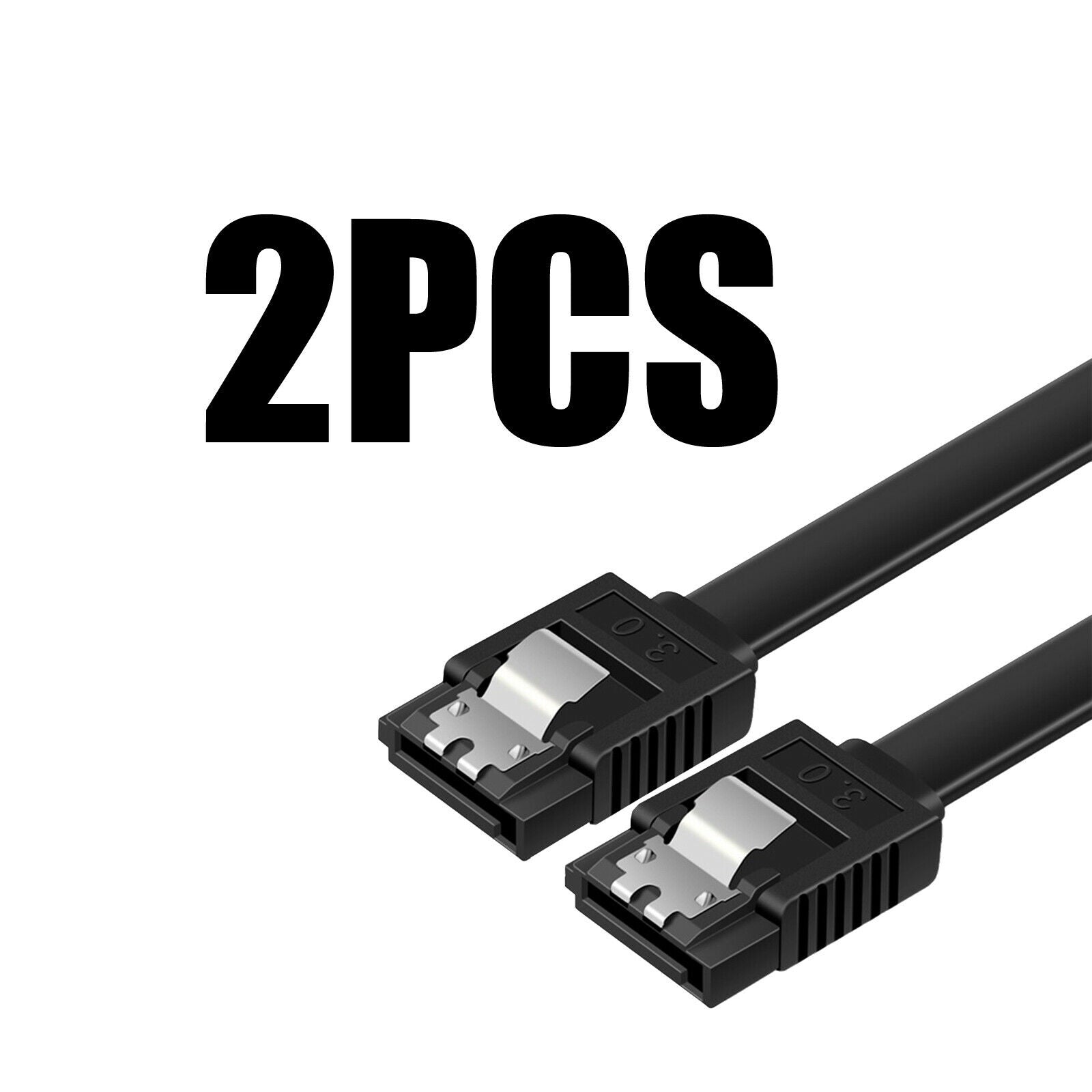 Set of 2 SATA Cable III 3.0 Data Cable 3.3ft for HDD SDD Straight Flexible