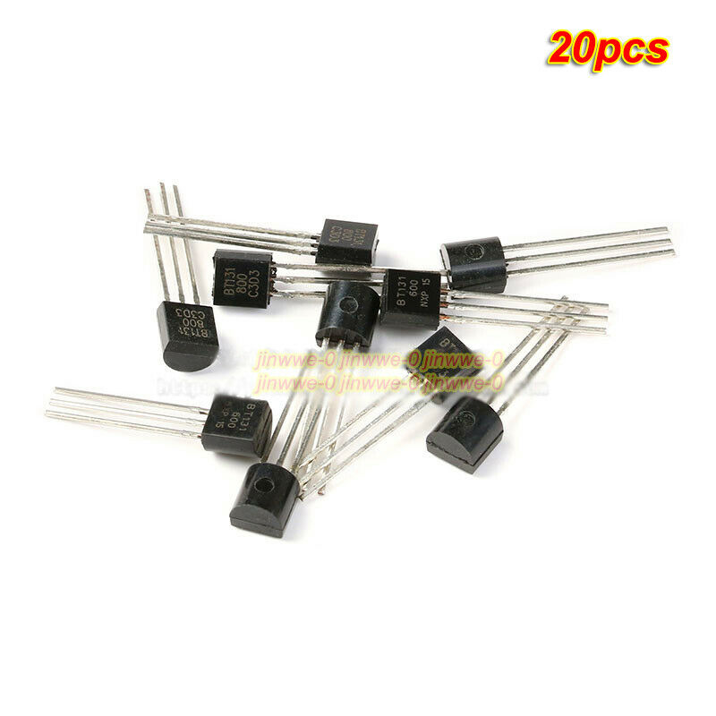 20pcs DIP BT131-600 Three-terminal two-way thyristor SCR switch 600V 0.8A TO-92