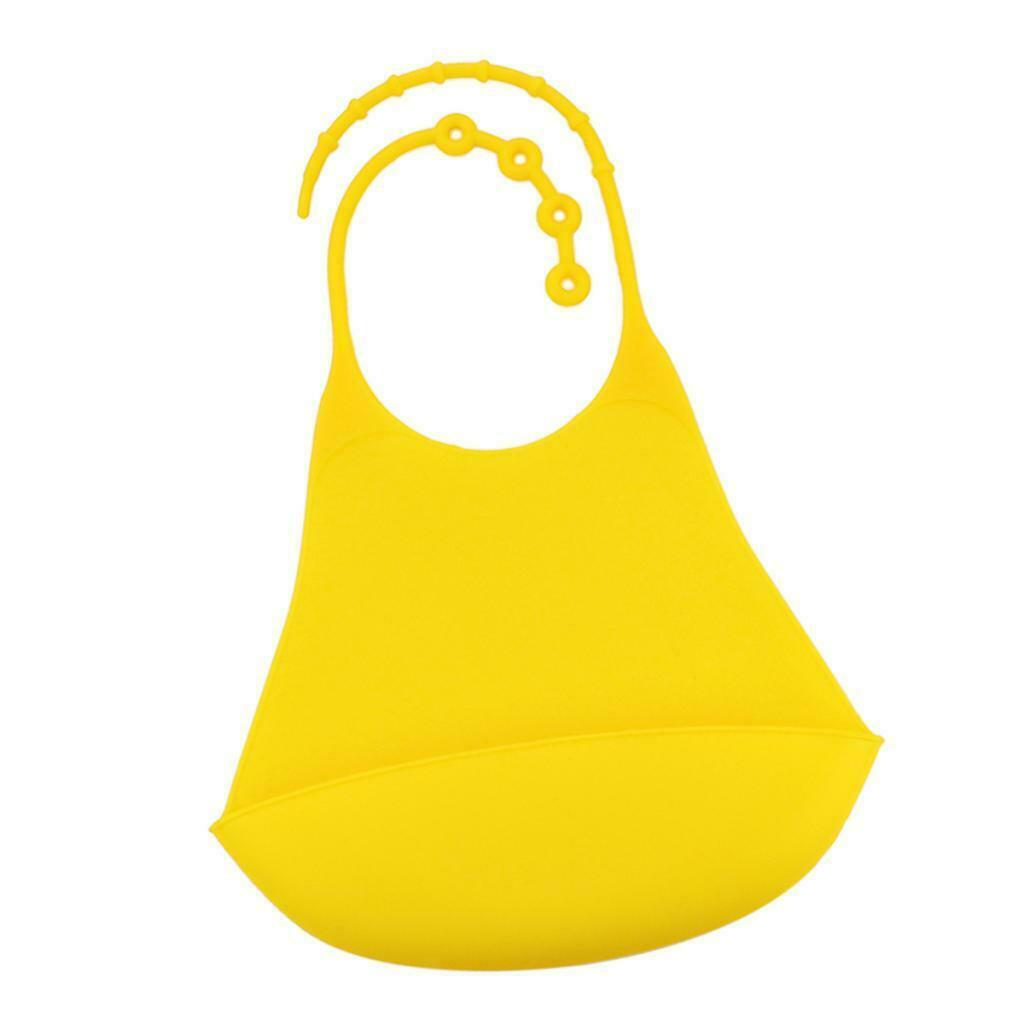 2Pcs Adults Silicone Bib Reusable Clothing Protector Waterproof Pink+Yellow
