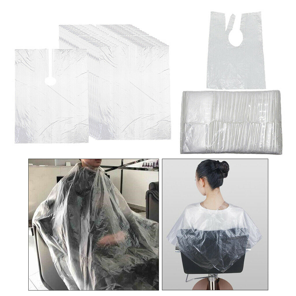 200PC Disposable Hair Cutting Cape DIY Hair Salon Gowns Hairdresser Capes Apron