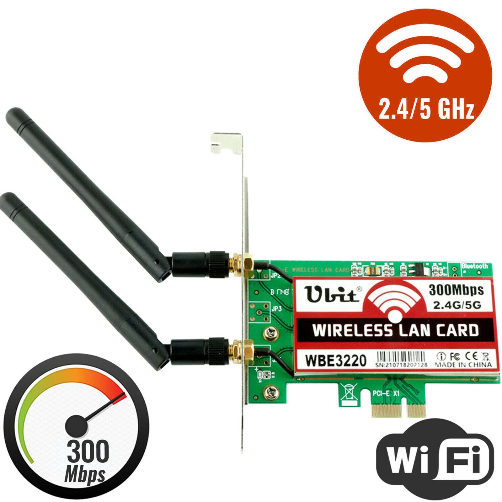 New Mini PCI-E Express to PCIE Wireless Adapter 2 Antenna WiFi PC Desktop