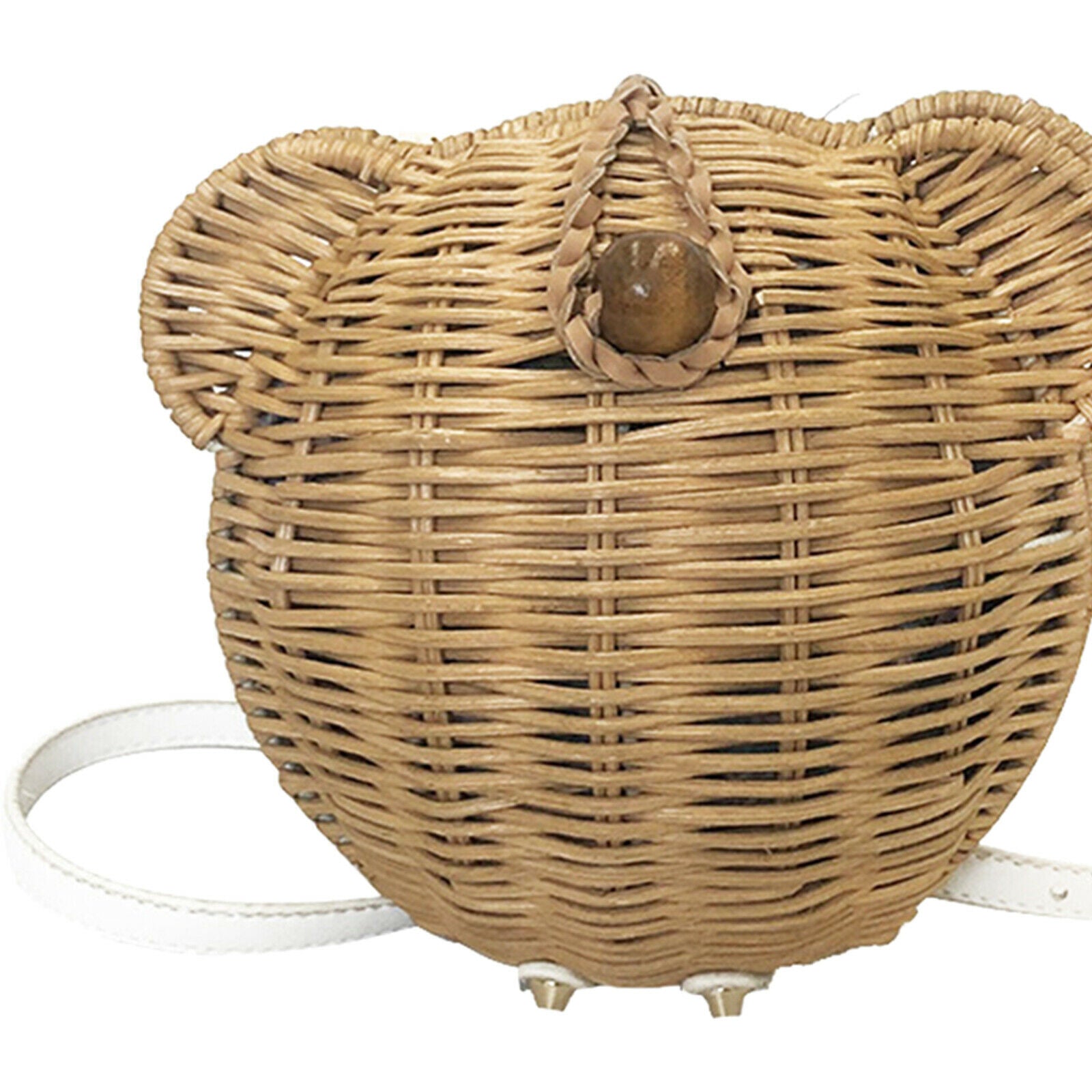 Girls Mini Straw Bag Kids Travel Rattan Purse Round Crossbody Handbag Props