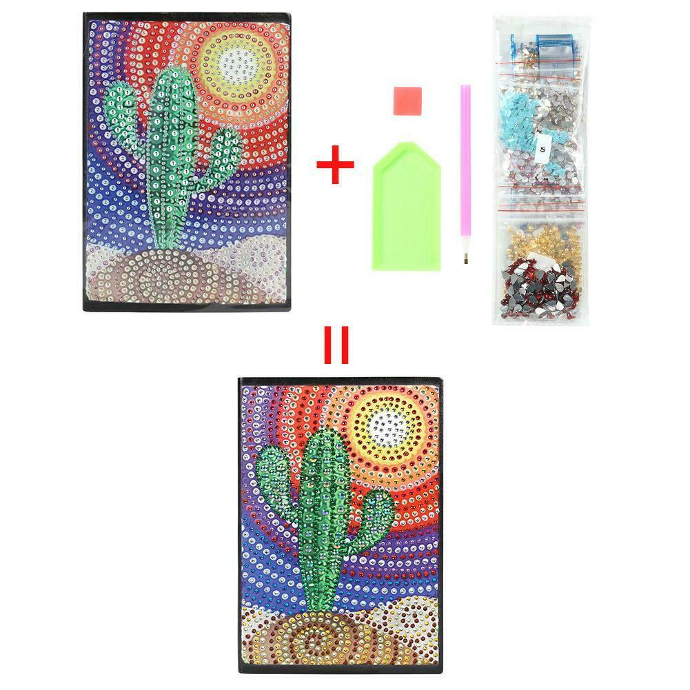 DIY Cactus Special Shaped Diamond Painting 60 Pages A5 Notebook Diary Book @