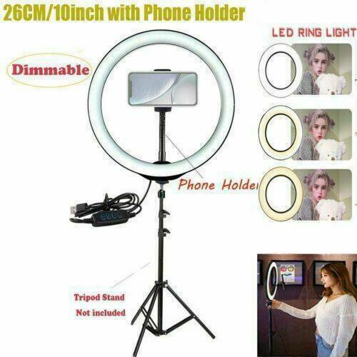 10" Selfie LED Ring Light With Tripod Stand Phone Holder For Live Stream Makeup!