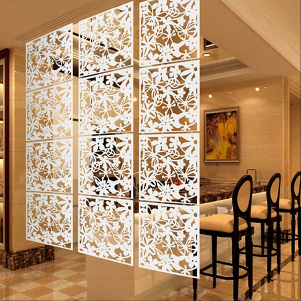 8 Pieces White Bird Flower Hanging Room Divider, Safety PVC Panel Screen, for