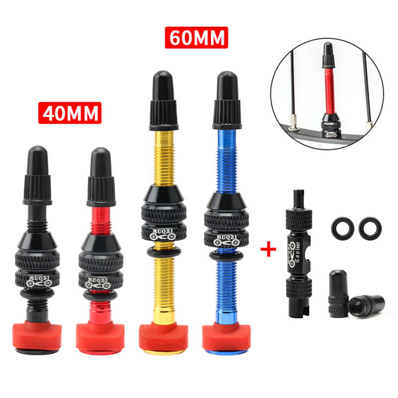 Alloy Tubeless Tire Presta Valve Stem MTB Universal Tubeless Rim 60mm,Red
