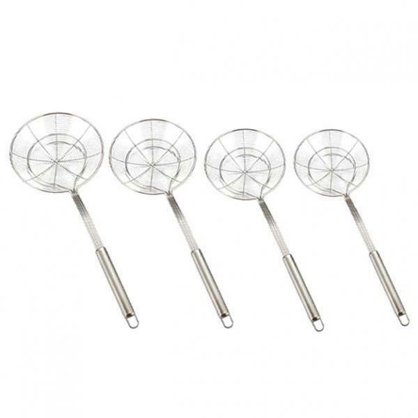 2x Stainless Steel Skimmer Ladle Spider Strainer Frying Pasta Rustproof