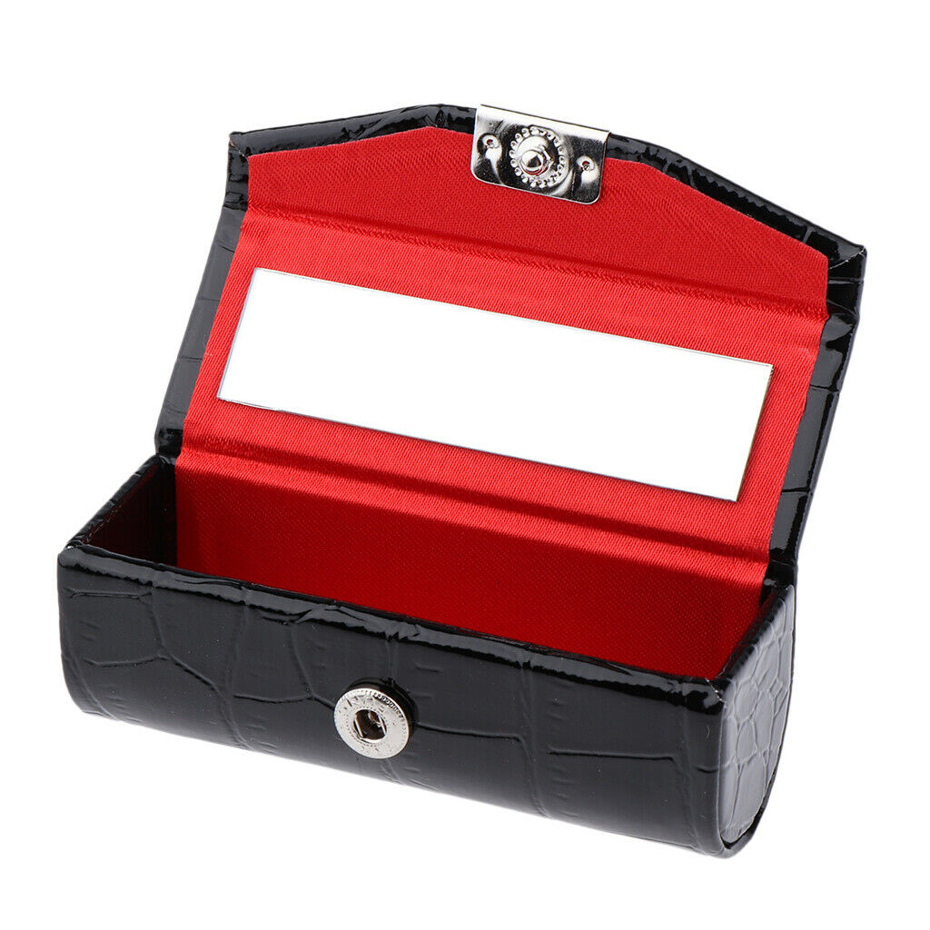 2 x PU Leather Small Lipstick Case Holder with Mirror Organizer Bag for Purse