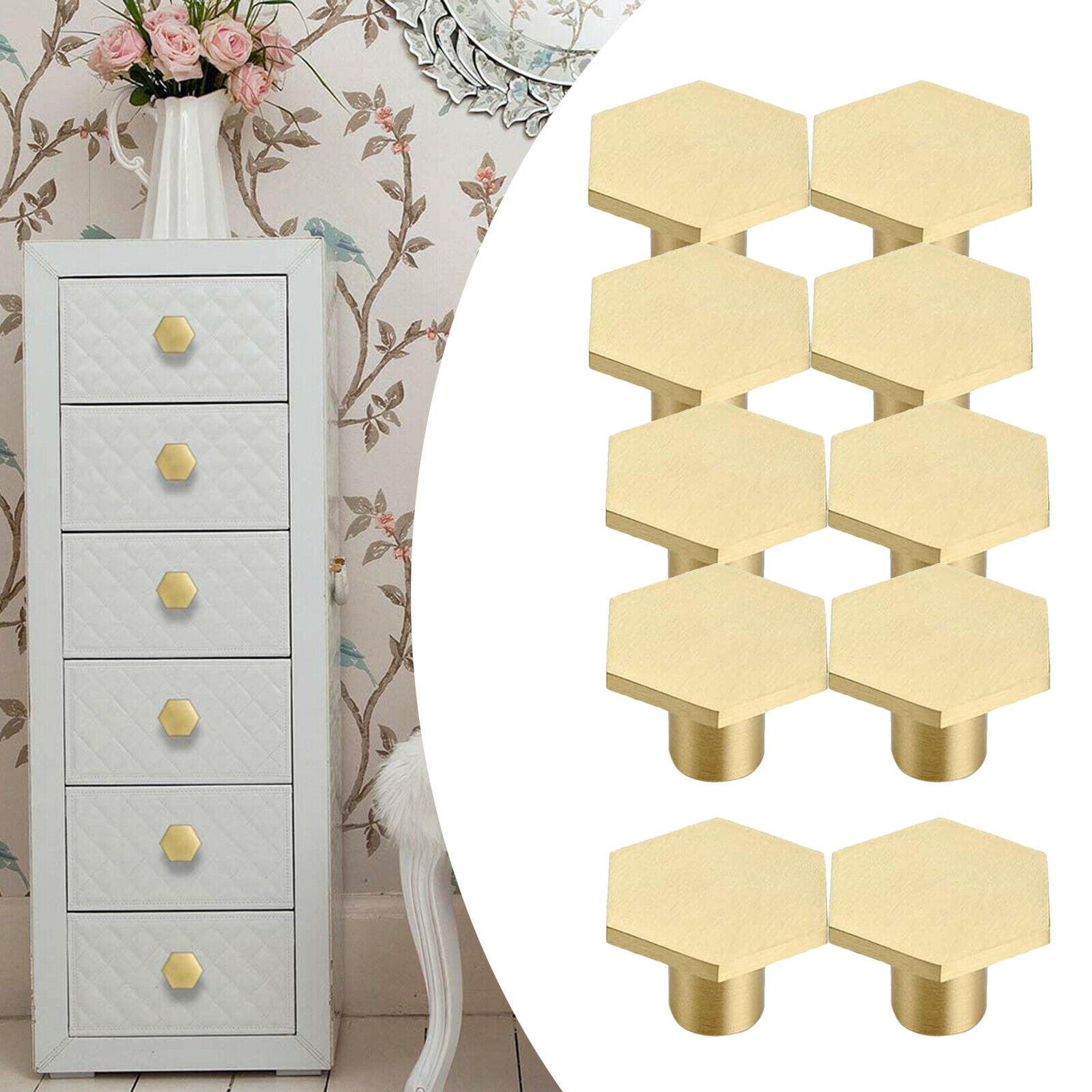 10x Solid Brass Cabinet Knobs Dresser Drawer Wardrobe Pull Handles Kitchen
