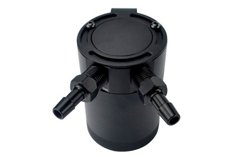 2-Port Baffled Aluminum Oil Catch Can Tank Air Separator 3/8" NPT Inlet Outlet