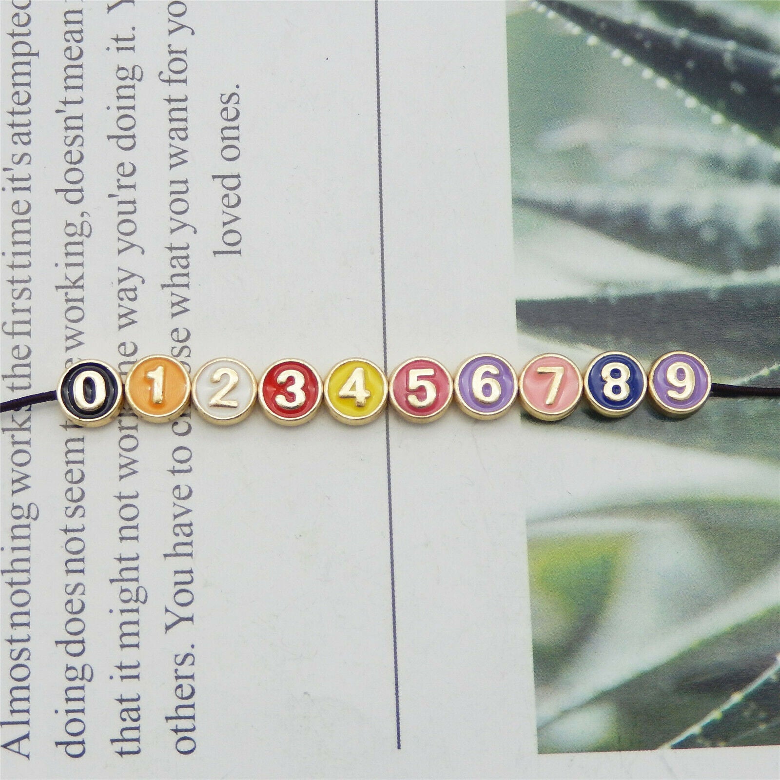10pcs Multi-Colors Enamel Number 0-9 Beads Spacer Beads for Bracelet Necklace