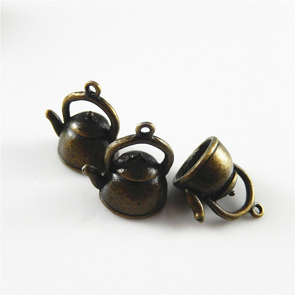 25 pcs Antiqued Bronze Zinc Alloy Water Kettle Charms Pendant Findings 32596