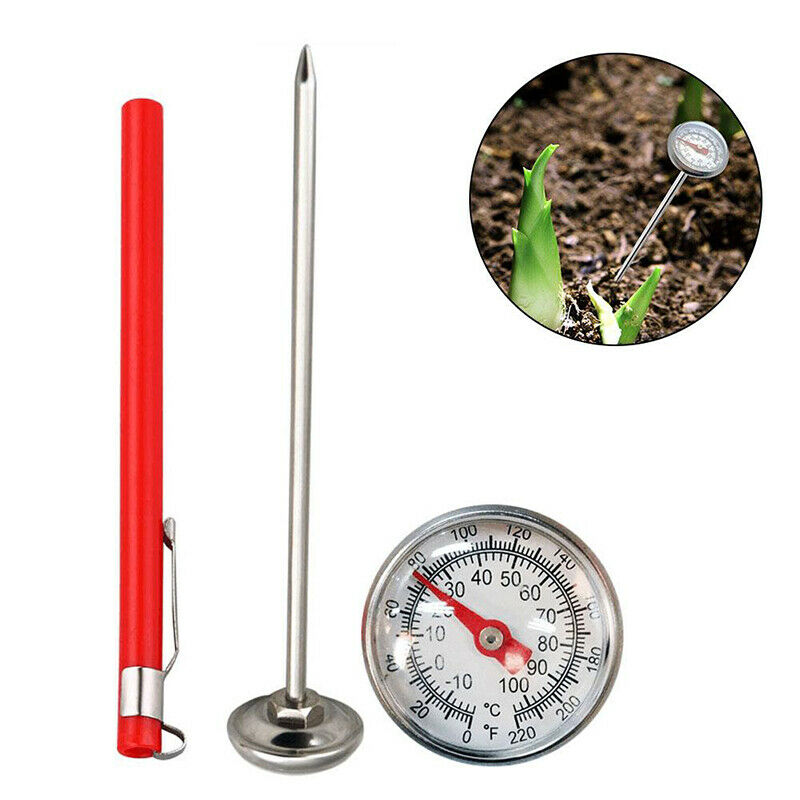 Stainless Steel Soil Thermometer 127mm Stem Display 0-100 Degrees Celsius.l8