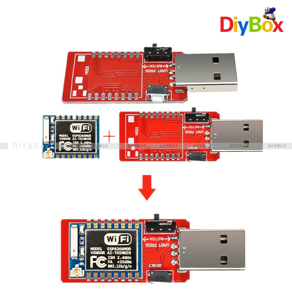 USB to ESP8266 ESP-07 ESP07 WiFi Adapter Transceiver Built-in Antenna F Arduino