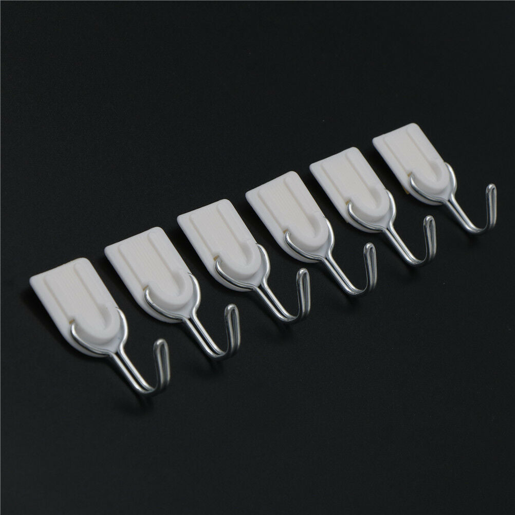 6PCS Bathroom Door Hooks Wall Hanger Hats Bag Key Adhesive Plastic Coat Ho.l8