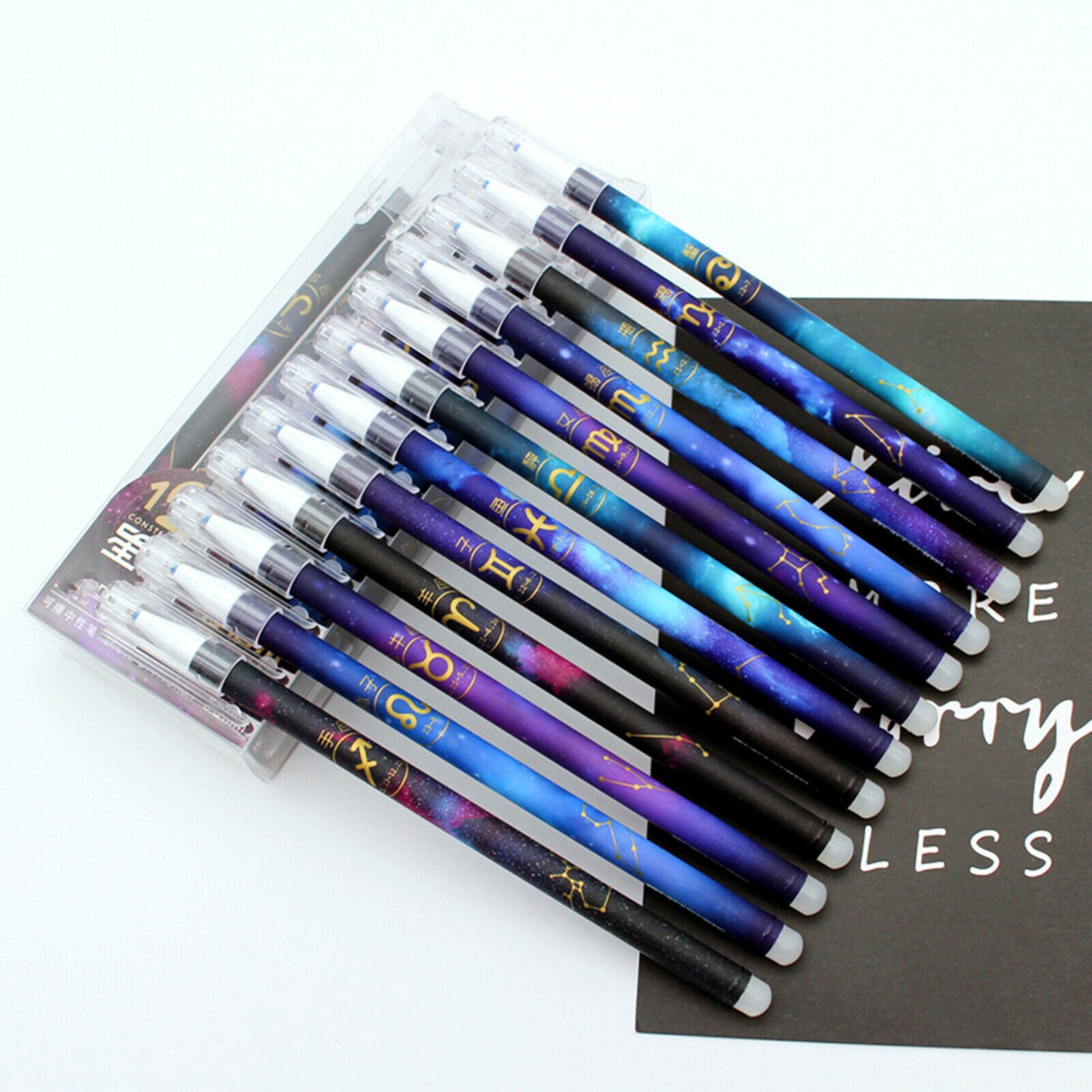 12x Erasable Gel Ink Stick Pens Constellation Fine Point 0.5mm Writing Pens