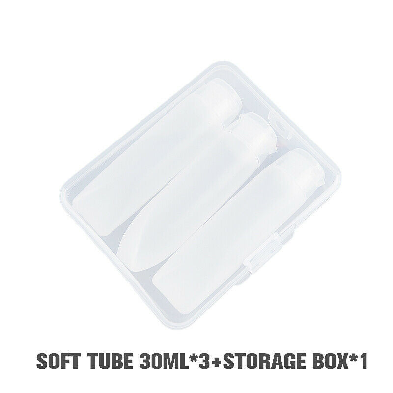 3Pcs Soft Tube Squeeze Travel Bottle Set Empty Jar With Storage Box ContaineBDA
