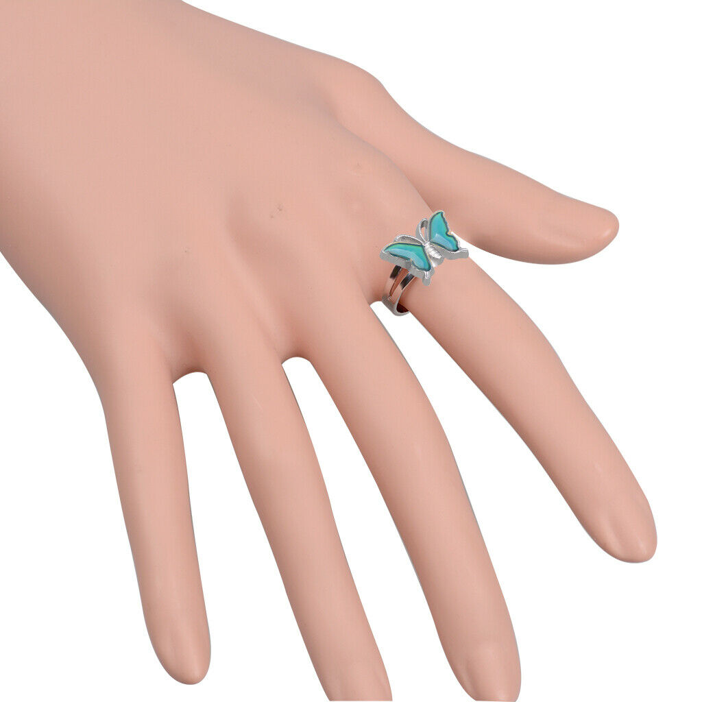 2 Sets Butterfly Color Change Mood Emotion Necklace Ring Jewelry Set Mood