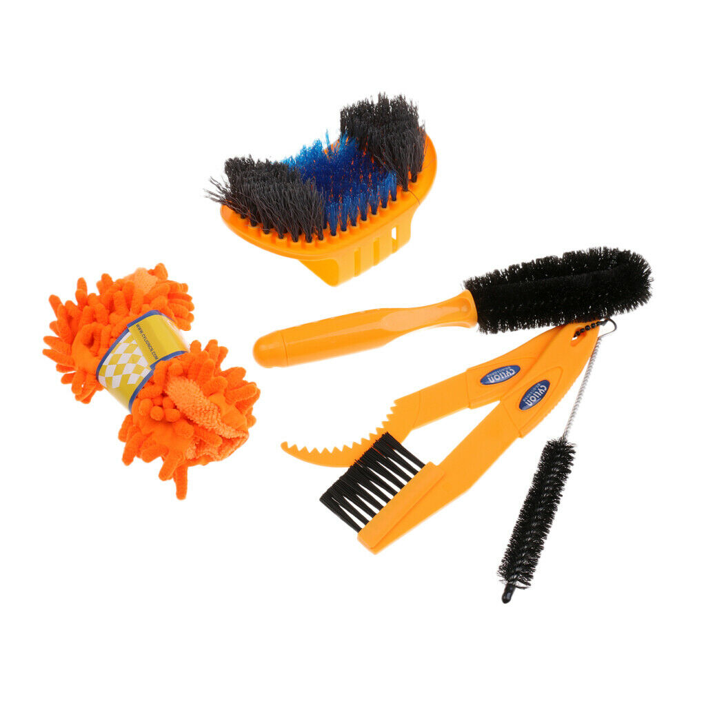 6x Bike Clean Kit Bicycle Tyre Clean Brush Chain Wash Cleaning Gloves Tools
