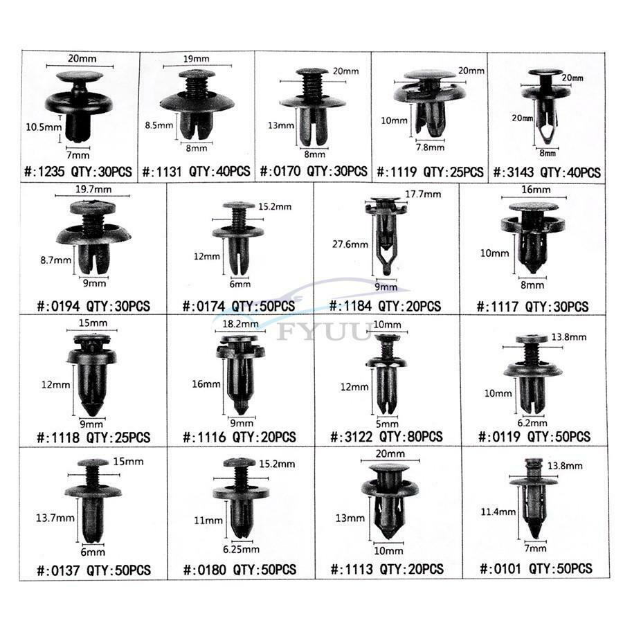 Universal 640 Pieces Hybrid Car Body Fastener Fixing Rivets + 6 Pieces of Tools