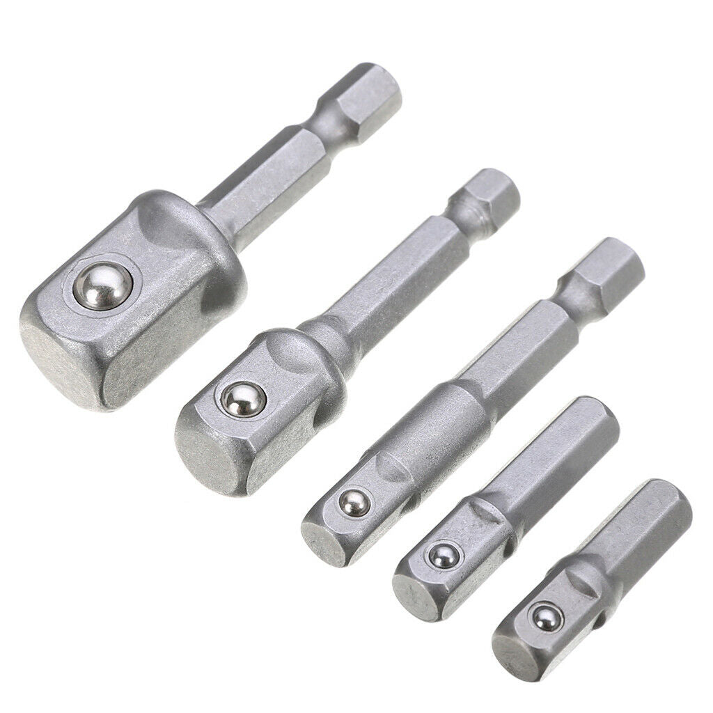 5 Pack Socket Bit Adapter Hex Handle Impact Driver Sleeve Conversion Bars