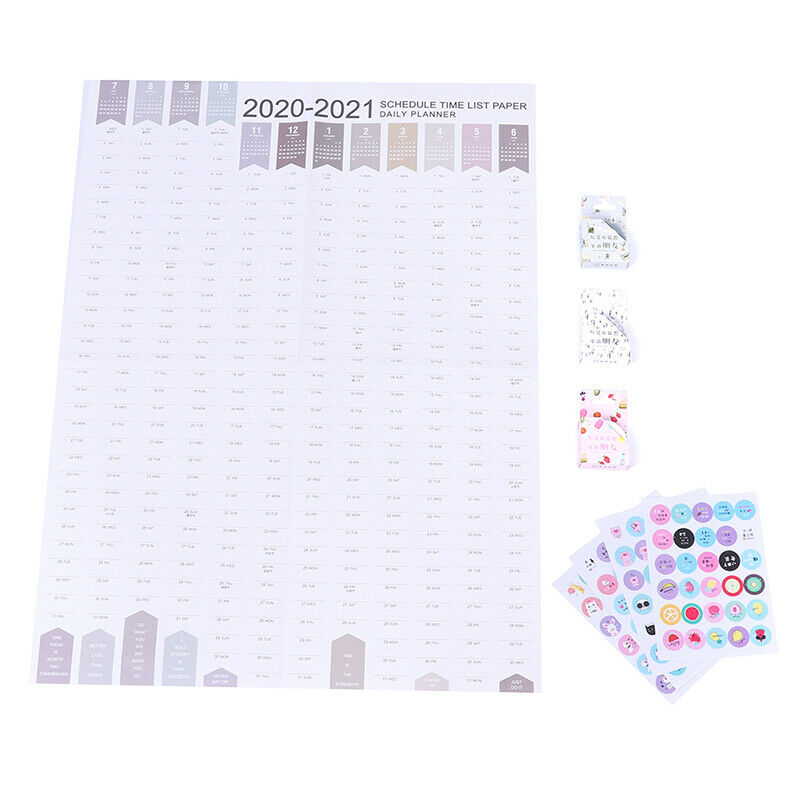 2021 Block Year Planner Daily Plan Paper Wall Calendar for Office School H Re