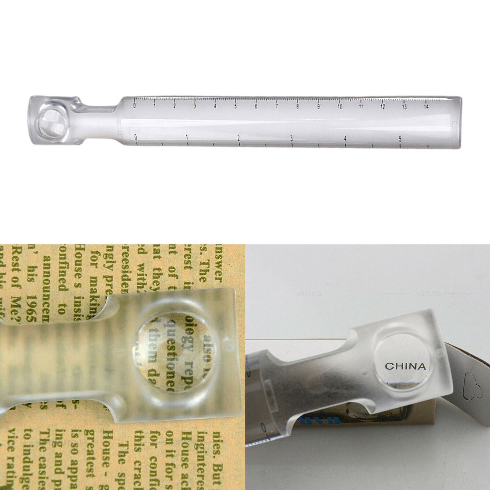 Portable Handheld Magnifier Bar Magnifying Ruler with Scale Office Supplies